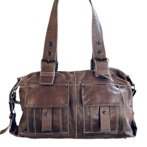 FRANCESCO BIASIA brown leather motorcycle bag, made in Italy